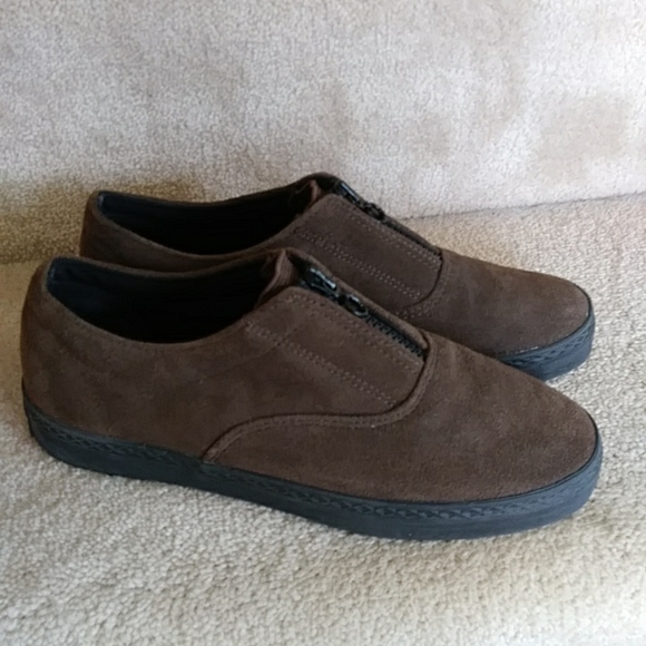 Aerosoles Suede Leather Zip Up Loafers 8B Chocolate Brown - Picture 4 of 15